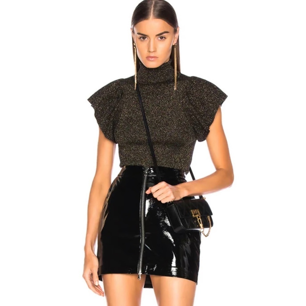 Revolve A.L.C. Minka Flutter Knit Top Small Metallic